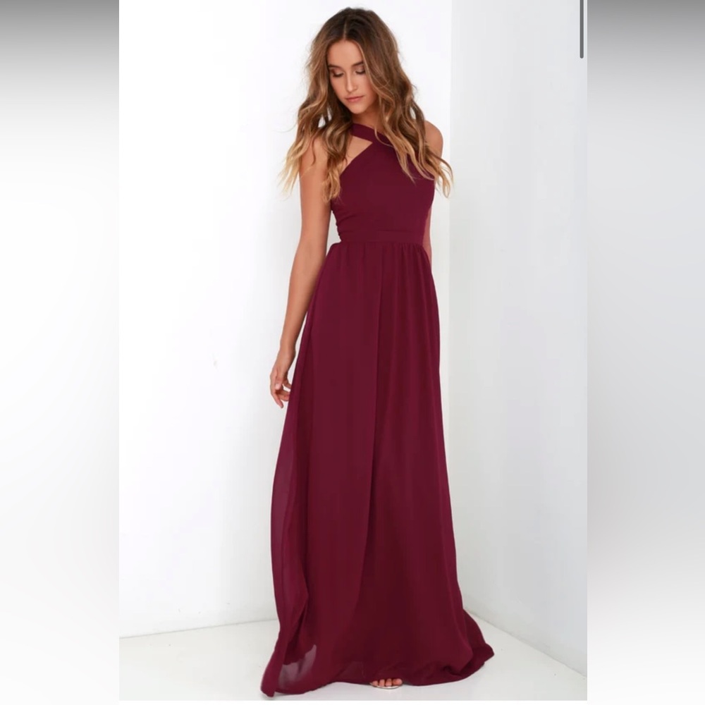 Lulus Air of Romance Burgundy Maxi Dress